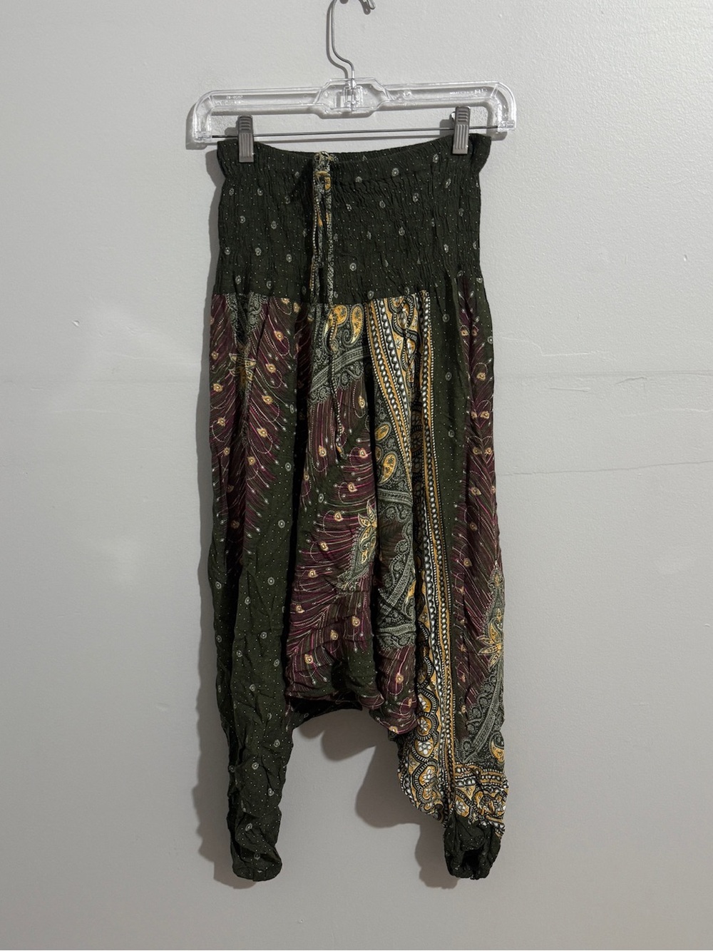 Womens Boho Harem Pants Patchwork Paisley Smocked Waist Festival Hippie Small - Picture 2 of 8